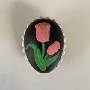 Vintage Easter Egg Looks like Chocolate with Tulip by Freelance Inc.